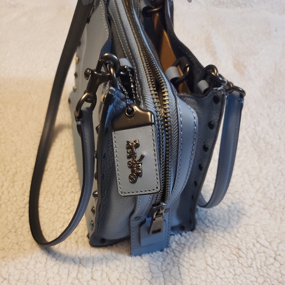 BEAUTIFUL NWT'S COACH ROUGE 25 with RIVETS SHOULDER & HANDBAG Slate Blue SOLDOUT - Picture 8 of 11